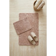 Sleep Garden Calma Banyo Paspas Seti Kaydırmaz 60X100 cm + 50X60 cm Gül Kurusu