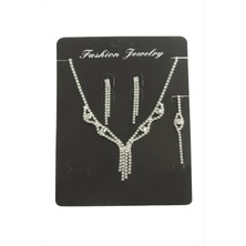 İsmiyle Al Sallantılı Taşlı Set Kolye