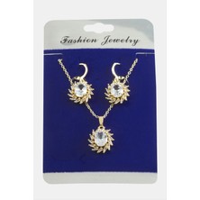 İsmiyle Al Rüzgar Gülü Zirkon Taşlı Set Kolye