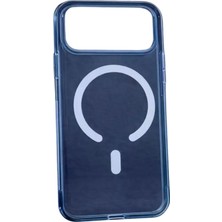 Şeffaf Lacivert Magsafe 17 Pro Max Kılıf
