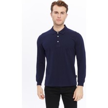 Uniprom Erkek Uzun Kollu Polo Yaka Pamuk Tişört Uzun Kollu T Shirt Lacivert