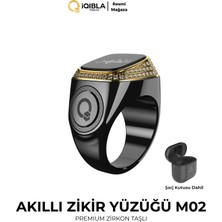 Iqibla Smart Ring M02-PREMIUM Akıllı Zikir Yüzüğü Altın Siyah Renk 22MM
