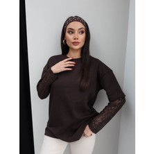 Esra Helvacı Kolları Dantel Oversize Tshirt