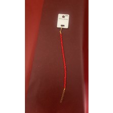 No Name Kırmızı Kristal Boncuklu Bileklik