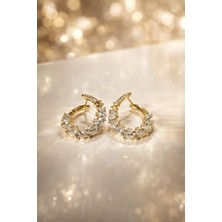 Solène Style  Zirkon Taşlı Altın Kaplama Gold Küpe