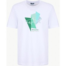 Discovery Expedition D6SM-TST3781 Beyaz Bisiklet Yaka Relaxed Baskılı Erkek T-Shirt