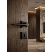 Zeraf Ev Lüks Zarafet Kare Rozetli Alüminyum Kapı Kolu Oda Tipi Kapı Kulp Mat Siyah