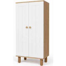 Midoser Ayka Membran Kapaklı 5 Raflı ve Çok Amaçlı Dolap Beyaz - Ceviz 129 cm