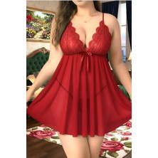 Wesby Büyük Beden Kurdale Detaylı Gecelik Tanga Takım