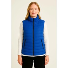 Deridün Yıldız Shoes Şişme Fermuarlı Yelek Su Itici Kapitone Astarlı Kumaş Cepli Hafif Kışlık Spor Rahat Kalıp - Saks Mavisi