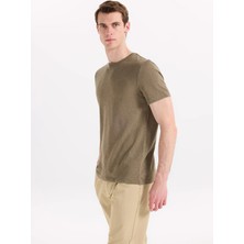 Fabrika Haki Erkek Slim Fit Flamlı T-Shirt F6SM-TST 2900