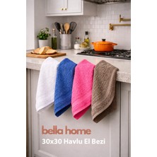 Bella Home %100 Pamuk Havlu El Bezi | 30X30 cm | 4’lü Set | Yumuşak & Yüksek Emici