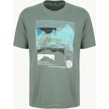 Discovery Expedition D6SM-TST3780 Yeşil Bisiklet Yaka Relaxed Baskılı Erkek T-Shirt