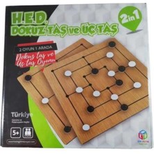 Feyza Design Ahşap Zeka ve Strateji Oyunu 9 Taş ve 3 Taş Seti