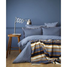 Apricitas Home Blair Indigo Triko Battaniyeli Çift Kişilik Nevresim Takımı