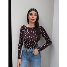 Esra Helvacı Kayık Yaka Puantiyeli Bluz