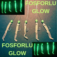 Eagenset Silikon Balıklı Çapari 3.5 cm (2 Adet) Silikon At Çek Takımı Fosforlu Glow Şeffaf Yeşil