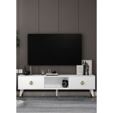 Demonte Decor 1390TV150DD-32 Tv Sehpası Beyaz-Altın