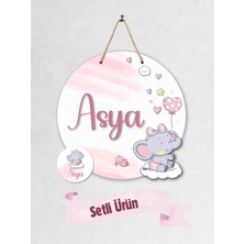 Dijidepo Kişiye Özel Bebek Kapı Süsü ve 30 Adet Magnet Seti - 3D Kabartmalı Ahşap Tasarım