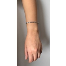 Triya Wear Studio-Çelik-Kararmaz-Gümüş Renk Kalp Desenli- Parlak Taşlı-Kadın Bileklik
