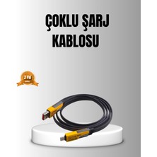 İlk El Grup 65W 4’ü 1 Arada Örgülü Hızlı Şarj Kablosu Usb-C Usb-A Çoklu Şarj Dayanıklı