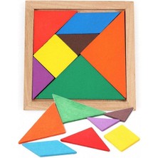 Feyza Design Renkli Ahşap Kare Tangram Zeka Oyunu 7 Parça 11X11CM