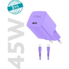 Ttec Smartcharger Gan 45W AVS Pd Seyahat Hızlı Şarj Aleti + Usb-C - Usb-C 3A Kablo Neon
