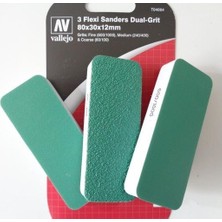 Vallejo T04004 Esnek 60,240,600 No Kalın ve Geniş Zımpara Çubuğu (80x30x12mm), 3 Adet