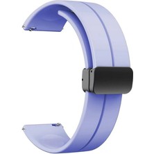 Gpack Huawei Watch Gt3 Pro 43MM Kordon Kayış D-Buckle Mıknatıslı Silikon 20/jku Lila