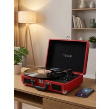 Mikado Nostalgia MN-P317 Kırmızı Turntable + Rca + Bluetooth Destekli Pikap
