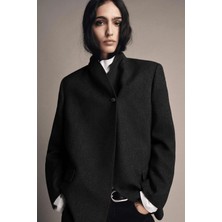 Açelya Okcu Premium Noar Balık Sırtı Yün Karışımlı Dokuma Ceket