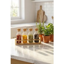 Acar Malibu 4 Lü Standlı Cam Baharatlık Seti