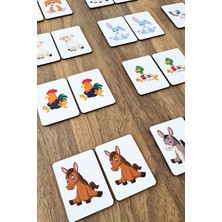 Feyza Design Ahşap Çiftlik Hayvanları Eşleştirme Zeka Kartları - 1+ Yaş