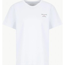 Mustang Bisiklet Yaka Düz Ekru Kadın T-Shirt M6SL-TST1232