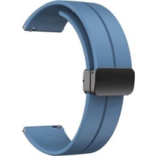 Gpack Zcwatch ZC-V0521 Kordon Kayış D-Buckle Mıknatıslı Silikon 20/jku Mavi