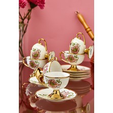 Cooker Gülpare 6 Kişilik 90 ml Porselen Kahve Fincan Takımı CKR3867