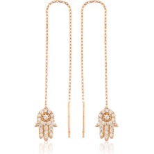 İlk El Grup 925 Ayar Gümüş Zincirli Fatma Ana Eli Küpe EA1160050 (72)