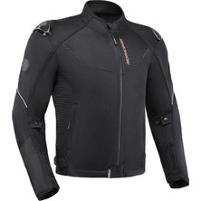 Ebakbak Motosiklet Yazlık Mont Tam Fileli Çelik Omuz Korumalı Mesh Motorcu Montu Siyah