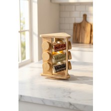 Acar Malibu 9 Lu Döner Standlı Cam Baharatlık Seti