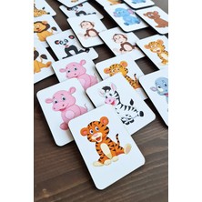 Feyza Design Ahşap Zeka Kartları Eşleştirme Oyunu Sevimli Orman Hayvanları