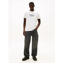 Tommy Jeans Bisiklet Yaka Baskılı Ekru Erkek T-Shirt DM0DM22322YBL Ekru T-Shirt