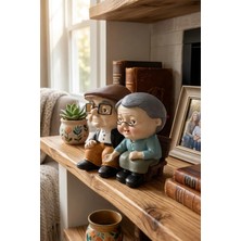 Onetick Sevimli Yaşlı Çift Biblo – Romantik Dede Nine Figürü Dekoratif Ev | Masa | Raf Süsü