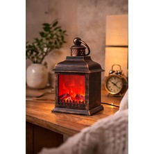 Onetick Dekoratif Şömine Lambası LED Alev Efektli Nostaljik Ortam Feneri | 26X13CM