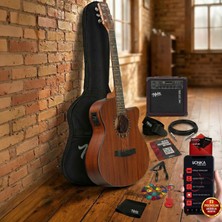 Midex Phx Pro-Amp Amfili Yüksek Kaliteli Masif Elektro Akustik Gitar Seti