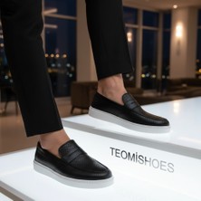 By Barretti Siyah Delikli Doku Beyaz Taban Loafer
