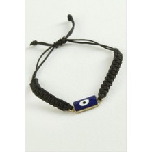 Zero Land Xmpdby Dikdörtgen Nazar Makrome Ip Bileklik - Siyah