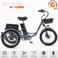 Strada Cycles E-Vibe Hidrolik Disk 20 Jant Üç Tekerlekli Elektrikli Bisiklet