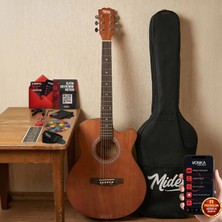Midex PHX-187 Masif Ağaç Akustik Gitar 4/4 Yetişkin Boy (Çanta Askı Capo)