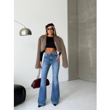 Herton Kadın Yüksek Bel Ispanyol Paça Flare Jean Pantolon