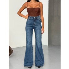 Herton Kadın Yüksek Bel Ispanyol Paça Jean Pantolon – %100 Pamuk